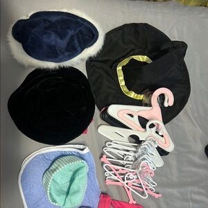 Black and Blue Hats with Hangers